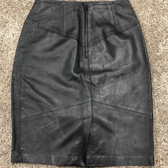 ARCHITECT 100% Leather Black Skirt Size 10 - Picture 2 of 5